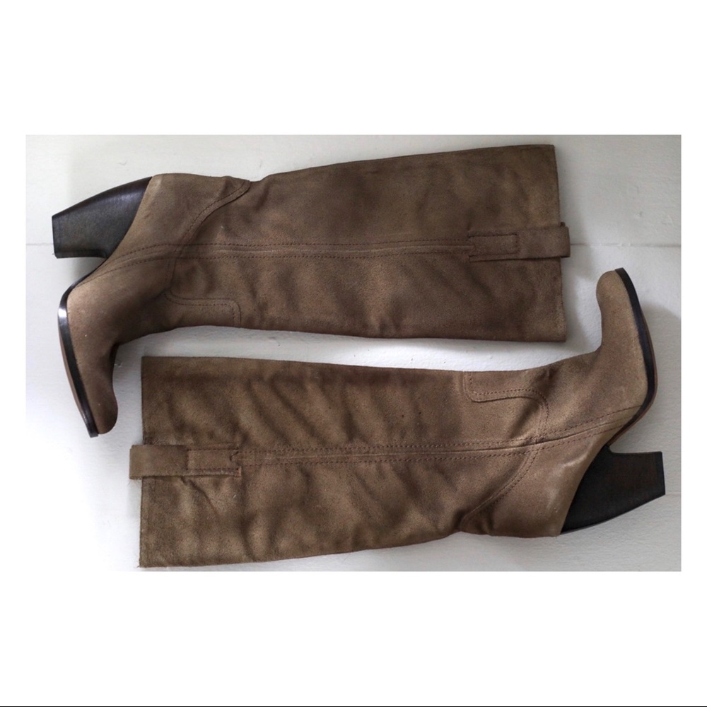 Aldo Suede Western Style Knee High Heel Boot.